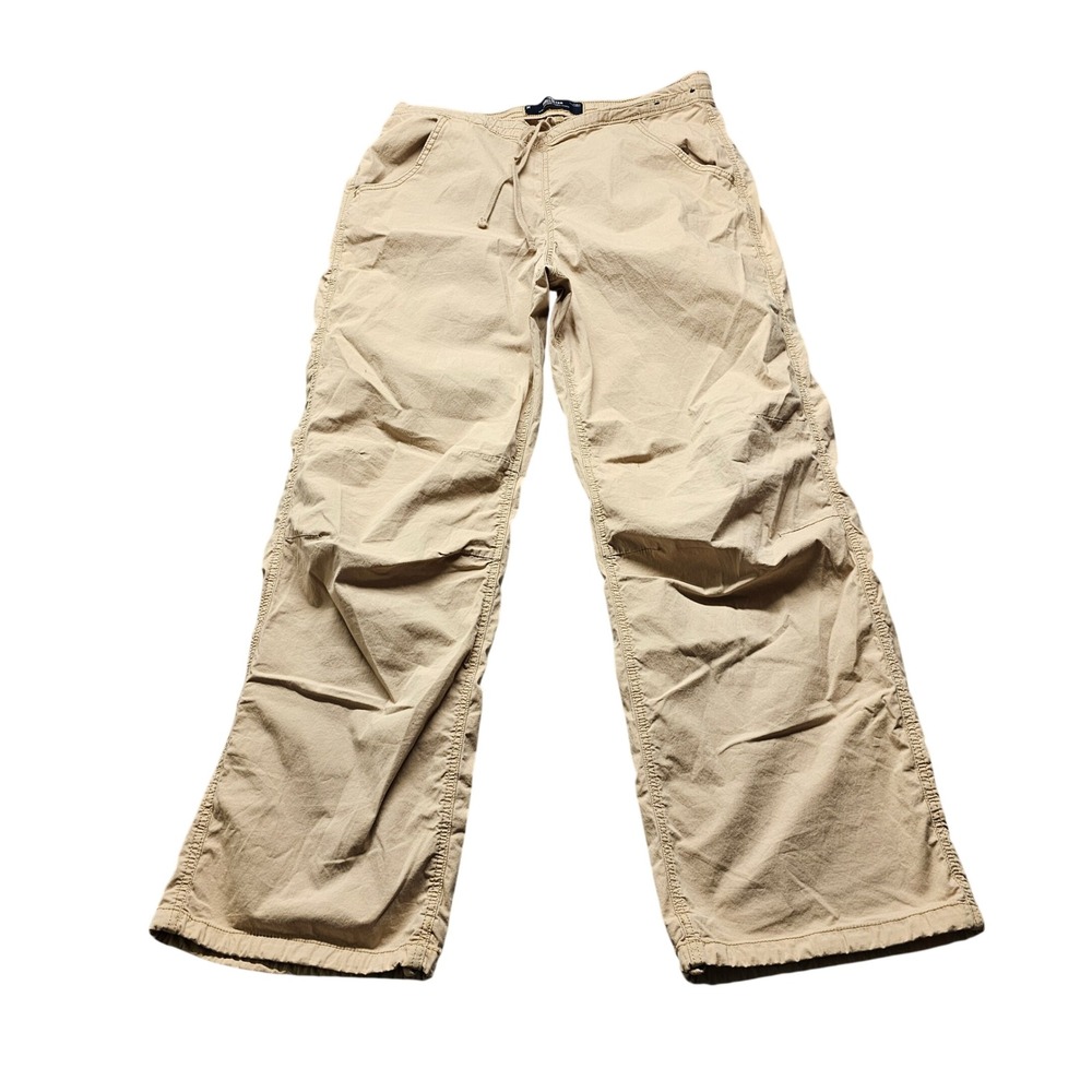 Hollister Ultra High-Rise Baggy Pants Medium Tan Khaki Drawstring Y2K 5366